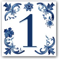 Hausnummer Fliese Delfter Blau, Keramik, 10, 8 X cm, Kachel Landhausstil Mit Einzelzahlen 0 Bis 9, Mehrstellige Nummern Möglich von UPdesignShopping