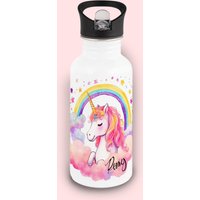 Personalisierte Trinkflasche Aus Edelstahl Für Mädchen, Einhorn Auf Flasche, Kindergarten Flasche Mit Namen, Kita Schulflasche von UPdesignShopping