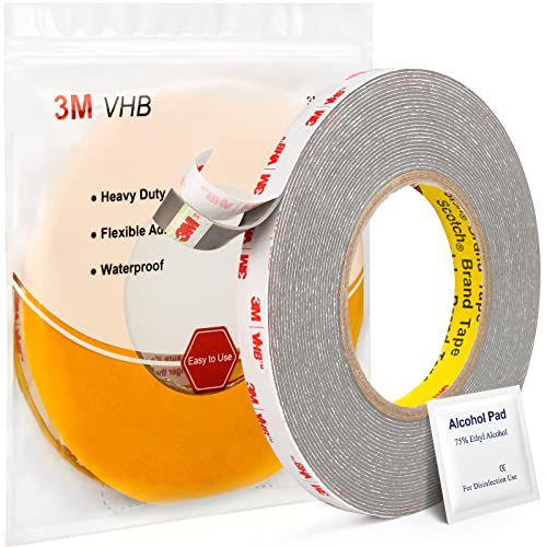 Doppelseitiges Klebeband, 3M VHB-Montageband, 6 m x 1,1 cm, 3M strapazierfähiges, wasserdichtes Schaumstoff-Klebeband, stark klebend, zweiseitig, 3M Klebeband für Auto, Zuhause und Büro Dekor von UPwoktem