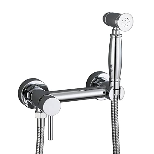 Bidet-Sprüher mit Knopfschalter für Toilette, Wandmontage, Hand-Bidet-Aufsatz, Messing, Chrom, Mischbatterie, Bidet-Wasserhahn-Set, Stoffwindel, 1 m Schlauch Bidet-Sprüher mit Knopfschalter für Toilette, Wandmontage, Hand-Bidet-Aufsatz, Messing, Chrom, Mischbatterie, Bidet-Wasserhahn-Set, Stoffwindel, 1 m Schlauch von UQACHG