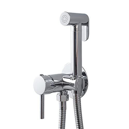 Hand-Bidet-Sprühgerät für Toilette, Messing Chrom Badezimmer WC-Aufsatz-Set, Wandmontage Verdeckter Heiß- und Kalt Bidet-Wasserhahn, Einhand-Stoffwindel S Hand-Bidet-Sprühgerät für Toilette, Messing Chrom Badezimmer WC-Aufsatz-Set, Wandmontage Verdeckter Heiß- und Kalt Bidet-Wasserhahn, Einhand-Stoffwindel S von UQACHG