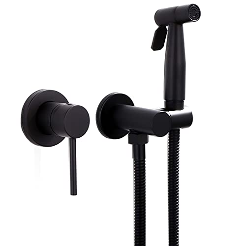 Hand-Bidet-Toilettensprüher, mattschwarz, Badezimmer-verdeckter Heiß- und Kalt-Bidet-Wasserhahn, Messing-Tuchwindelsprüher, Bidet-Aufsatz-Set zum Baden von Haustieren Hand-Bidet-Toilettensprüher, mattschwarz, Badezimmer-verdeckter Heiß- und Kalt-Bidet-Wasserhahn, Messing-Tuchwindelsprüher, Bidet-Aufsatz-Set zum Baden von Haustieren von UQACHG