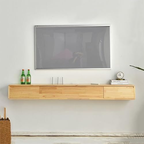 TV-Ständer aus Massivholz, Wandmontage, modern, schwimmend, für Fernseher bis 177,8 cm, Unterhaltungszentrum, Medienkonsole mit zwei Schubladen für Wohnzimmer, Schlafzimmer, Natur, 120 cm TV-Ständer aus Massivholz, Wandmontage, modern, schwimmend, für Fernseher bis 177,8 cm, Unterhaltungszentrum, Medienkonsole mit zwei Schubladen für Wohnzimmer, Schlafzimmer, Natur, 120 cm von UQACHG