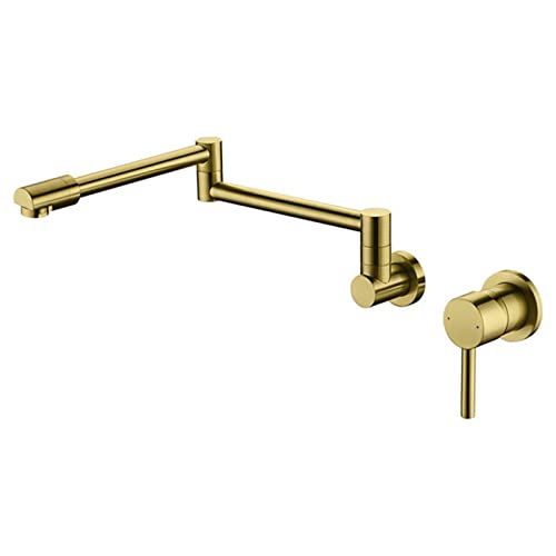Topffüller Wasserhahn Gebürstetes Gold Wandmontage Verdeckte Küchenarmatur für Warm- und Kaltwasser Messing Einhandgriff Klappbar Einziehbar Küchenspüle Wasserhahn W Topffüller Wasserhahn Gebürstetes Gold Wandmontage Verdeckte Küchenarmatur für Warm- und Kaltwasser Messing Einhandgriff Klappbar Einziehbar Küchenspüle Wasserhahn W von UQACHG
