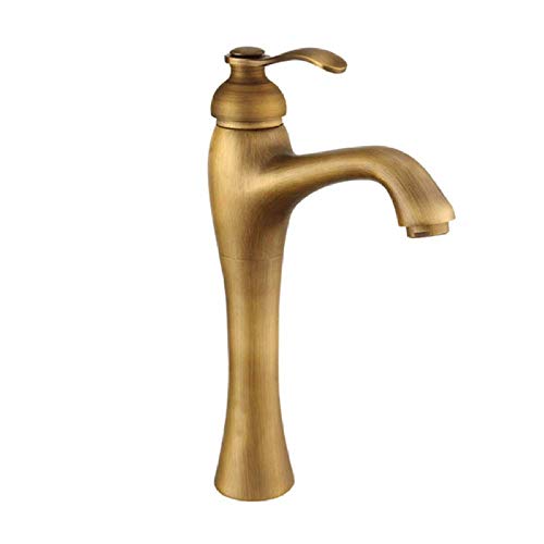 UQACHG Antike Badezimmer Waschbecken Wasserhahn Antik Messing Erhöhung Waschbecken Einhebel oberhalb der Theke Waschbecken Warm- und Kaltwassermischer, von UQACHG