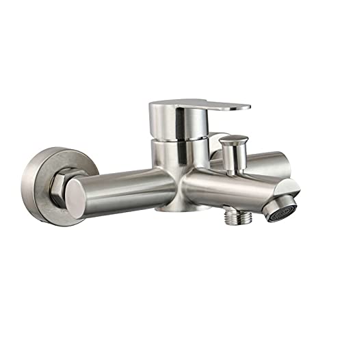 UQACHG Badewannenarmatur, Edelstahl-Dreifach-Duscharmatur, in die Wand, Badezimmer, WC, Warm- und Kaltwasser-Mischbatterie, verdecktes Mischventil, gebürstete Oberfläche, von UQACHG