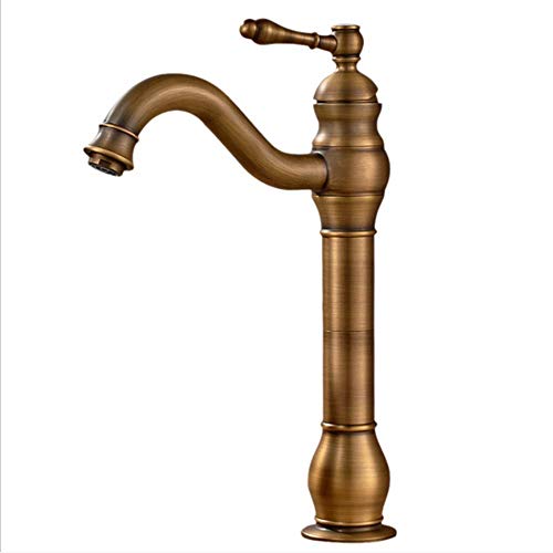 UQACHG Badezimmer Antike Kunst Waschbecken über der Theke Waschbecken Wasserhahn, Erhöhung der Beckenoberfläche, heiß und kalt, antikes Messing Einhebelarmatur, von UQACHG