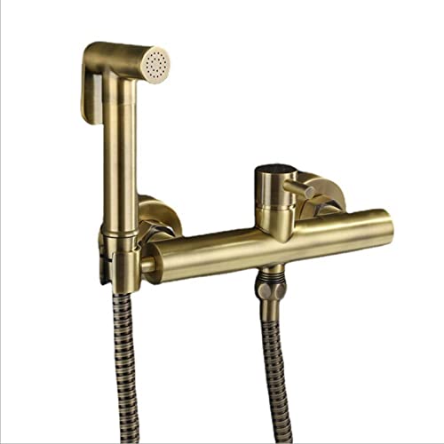 UQACHG Badezimmer-Hand-Bidet-WC-Sprühgerät, Bronze-Heiß- und Kaltwasser-Mischer, Bidet-Wasserhahn, Wandmontage, Duschsprüh-Set, Messing-Tuchwindelsprüher von UQACHG
