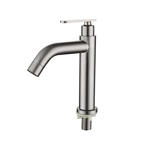 UQACHG Badezimmer-Waschbeckenarmaturen, Einzelne Kaltwasser-Badezimmer-Waschbeckenarmaturen, gebürsteter Edelstahl, Einhebel-Waschtischarmatur, 2 von UQACHG