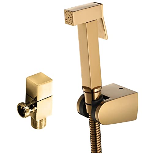 UQACHG Bidet-Sprüher für Toilette, Hand-Bidet-Dusch-Set, Wandmontage, einzelner Kaltwasser-Bidet-Wasserhahn mit Eckventil, Badewannen-Bidet-Aufsatz-Set für persönlichen Hygi, Gold von UQACHG