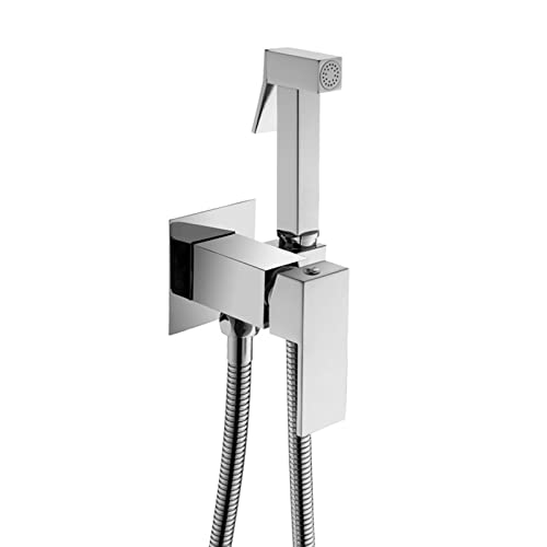 UQACHG Bidet-Sprüher für Toilette, Wandhalterung, Handheld-Heiß- und Kaltwasser-Bidet-Wasserhahn, Messing, Badezimmer, Bidet-Aufsatz, Einhandgriff, starker Wasserdruck, Stoffwindel, Chrom von UQACHG