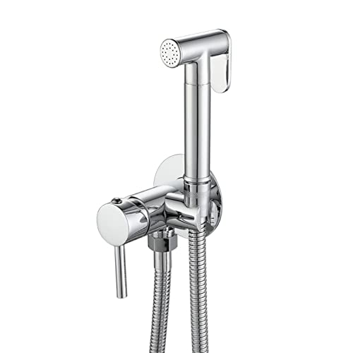 UQACHG Hand-Bidet-Sprüh-Set, Messing-Stoffwindelsprüher für Toilette, wandmontierter Bidet-Wasserhahn mit heißem und kaltem Wasser, Badezimmer-Bidet-Aufsatz-Set für Person, Chrom von UQACHG