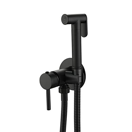 UQACHG Hand-Bidet-Sprüh-Set, Messing-Stoffwindelsprüher für Toilette, wandmontierter Bidet-Wasserhahn mit heißem und kaltem Wasser, Badezimmer-Bidet-Aufsatz-Set für Person, Schwarz von UQACHG