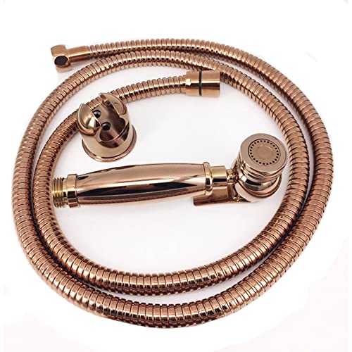 UQACHG Hand-Bidet-Sprüh-Set, aus Kupfer, Rotgold, WC-Bidet-Aufsatz-Set, Badezimmer-Heiß- und Kaltwasser-Bidet-Wasserhahn für persönliche Hygiene, tragbares Tuch Di, C von UQACHG