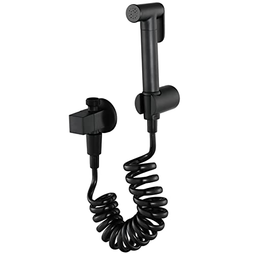 UQACHG Hand-Bidet-Sprüh-Set, mattschwarz, wandmontiert, einzelner Kaltwasser-Bidet-Wasserhahn, Messing, tragbarer Toilettentuch-Windel-Sprüher, Badezimmer-Bidet-Aufsatz-Set von UQACHG