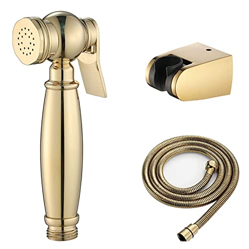 UQACHG Hand-Bidet-Sprühgerät, Messing-Badezimmer-Dusch-Set mit Schlauch und Halterung, einzelner kalter Bidet-Wasserhahn zum WC-Waschen, Stoffwindeln und weibliche Hygiene, Titani, Titan-Gold von UQACHG