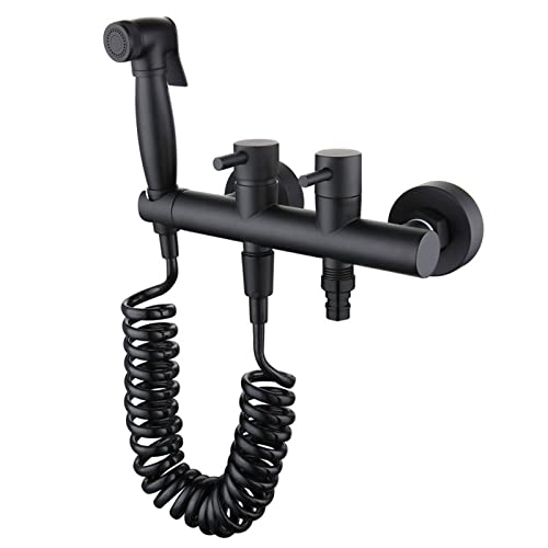 UQACHG Hand-Bidet-Sprühgerät, komplett kupferschwarz, Badezimmer-WC-Bidet-Aufsatz-Set, wandmontierter Bidet-Wasserhahn mit heißem und kaltem Wasser, tragbares Stoffwindel-Spray von UQACHG