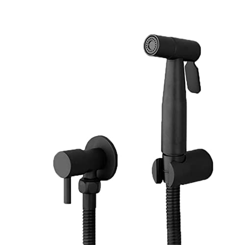 UQACHG Hand-Bidet-Sprühgerät, schwarz, tragbarer WC-Bidet-Wasserhahn, Wandhalterung, einzelnes kaltes Badezimmer-Strahl-Set, Edelstahl-Badezimmer-Dusche für persönliche Hygi, von UQACHG