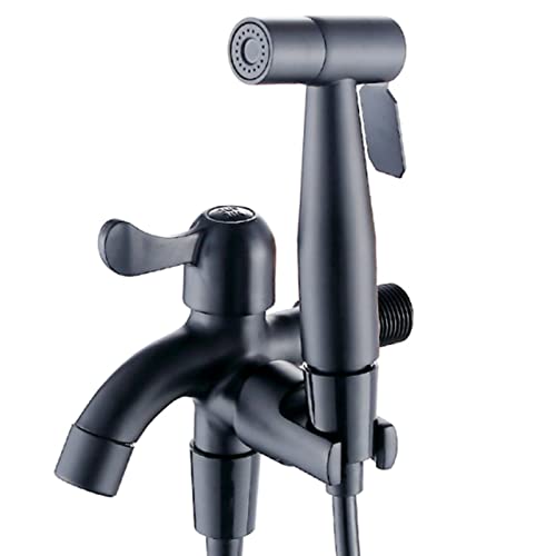 UQACHG Hand-Bidet-WC-Sprüh-Set, Badezimmer, verdeckter einzelner kalter Bidet-Wasserhahn, Edelstahl-Bidet-Aufsatz-Set für persönliche Hygiene, Schwarz, Schwarz von UQACHG
