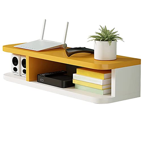UQACHG Kleiner schwebender TV-Schrank/TV-Ständer – Wandhalterungsregal, dekorativ, Holz, TV-Schrank, Medienkonsole, schwimmender Schreibtisch, Aufbewahrungsstall für Zuhause und Büro, Gelb/Weiß UQACHG Kleiner schwebender TV-Schrank/TV-Ständer – Wandhalterungsregal, dekorativ, Holz, TV-Schrank, Medienkonsole, schwimmender Schreibtisch, Aufbewahrungsstall für Zuhause und Büro, Gelb/Weiß von UQACHG