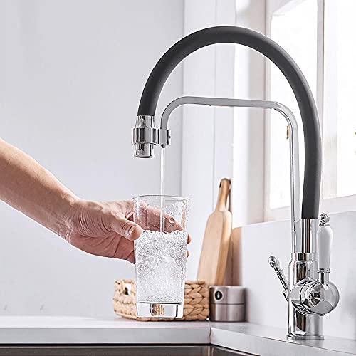 UQACHG Küchenarmatur, 3-Wege-Heiß- und Kaltwasser, direktes Trinkwasser, 360 ° drehbar, Einloch-Multifunktions-Küchenspüle, B,C von UQACHG