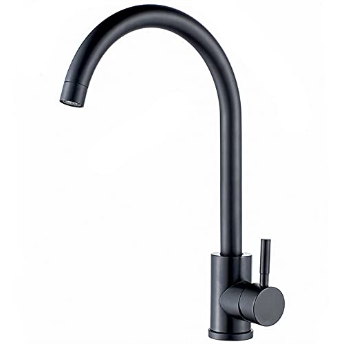 UQACHG Küchenarmatur mit Versorgungsschlauch, moderne mattschwarze schwenkbare Küchenspüle, Einhebel-Einloch-Mischbatterie, Edelstahl, Warm- und Kaltwasser-Mischbatterie, von UQACHG