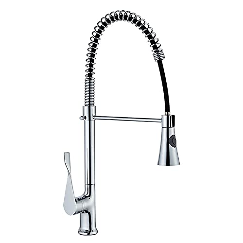 UQACHG Küchenarmatur mit herausziehbarem Sprüher, kommerzielle Feder-Küchenspüle, Wasserhahn mit herausziehbarem Sprüher, massives Messing, Drehgelenk, Einhandgriff, Kalt- und Warmwasser-Mischbatterie von UQACHG