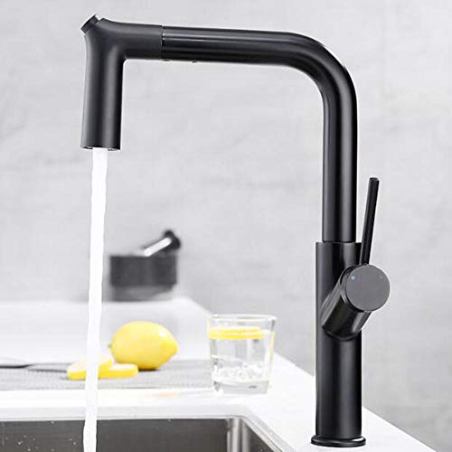UQACHG Küchenarmatur schwarz mit herausziehbarem Sprüher heiß und kalt, 2 Modi, Messing, 360° drehbar, Küchenspüle, Armaturen von UQACHG