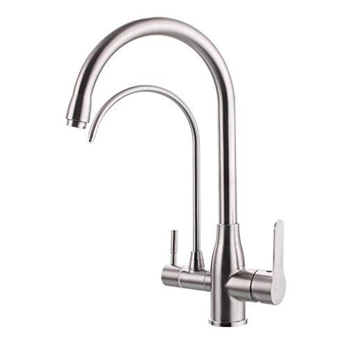 UQACHG Küchenarmaturen, 3-in-1, Edelstahl, heißes und kaltes violettes Wasser, 360 ° drehbar, Küchenspüle, Schwarz, Nero von UQACHG