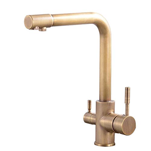 UQACHG Küchenarmaturen, 3-in-1, Messing, antiker Wasserreiniger, Wasserhahn, heiß und kalt, gerades Getränk, 3-in-1, Armaturen für Küchenspülen, von UQACHG