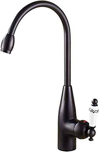 UQACHG Küchenspüle Vintage Wasserhahn Einhebel Schwarz Vollbronze Keramik Küche Drehbar Mischbatterie Kupfer Retro Badezimmer Waschbecken Wasserhahn Kalt- und Warmwassermischer, von UQACHG