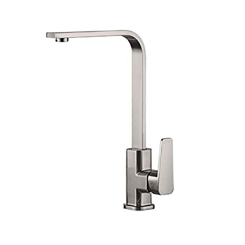 UQACHG Küchenspüle Wasserhahn, Messing, gebürstet, quadratisch, Einhebel-Waschbecken, drehbar, Badezimmer-Wasserhahn, von UQACHG
