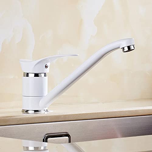 UQACHG Küchenspüle Wasserhahn für Bar, Bauernhaus, Gewerbe, heiß und kalt, Einhebel-Küchenwirbel, schwarz, weiß von UQACHG