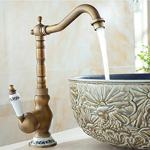 UQACHG Küchenspüle Wasserhahn für Bar, Bauernhaus, kommerzielle Küche, 360 Grad drehbar, Retro-Mischbatterie, modisch, antikes Kupfer, heiß und kalt, hoch, antik von UQACHG