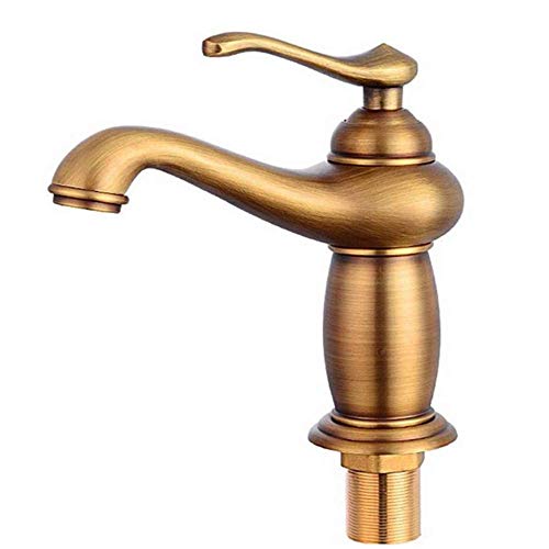 UQACHG Luxuriöser moderner Badezimmer-Wasserhahn, Messing, heißes und kaltes Messing, antikes Badezimmer-Waschtisch-Wasserhahn, Retro, magische Lichtform, Einzelloch, von UQACHG