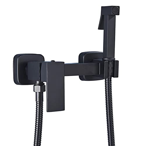 UQACHG Mattschwarzer Bidet-Duscharmatur, Messing-Bidet-Sprüher für Toilette, wandmontiertes heißes und kaltes Wasser, tragbares WC-Sprühgerät, Stoffwindel-Spra, von UQACHG