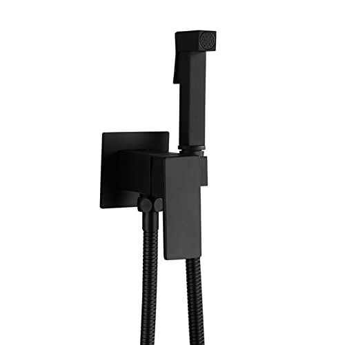 UQACHG Mattschwarzer Bidet-Sprüher für Toilette, handlicher Stoffwindelsprüher aus massivem Messing, Bidet-Duscharmatur mit heißem und kaltem Wasser, Wandmontage, Badezimmer-Bidet-Set, Stil A von UQACHG