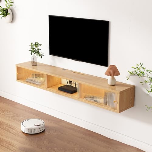 UQACHG Moderne, schwebende TV-Einheit, wandmontierte TV-Konsole, Entertainment-Center-TV-Aufbewahrungsregal, Bauernhaus-Holz-TV-Schrank, für Wohnzimmer, Schlafzimmer, Eiche, 150 x 30 x 25 cm von UQACHG