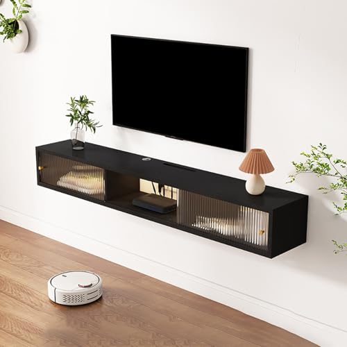 UQACHG Moderne, schwebende TV-Einheit, wandmontierte TV-Konsole, Entertainment-Center-TV-Aufbewahrungsregal, Bauernhaus-Holz-TV-Schrank, für Wohnzimmer, Schlafzimmer, Schwarz, 180 x 30 x 25 cm UQACHG Moderne, schwebende TV-Einheit, wandmontierte TV-Konsole, Entertainment-Center-TV-Aufbewahrungsregal, Bauernhaus-Holz-TV-Schrank, für Wohnzimmer, Schlafzimmer, Schwarz, 180 x 30 x 25 cm von UQACHG