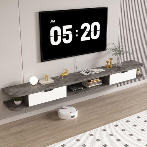 UQACHG Moderner schwebender TV-Ständer, wandmontierter TV-Schrank mit Stauraum, schwebendes Regal für unter dem Fernseher, schwebende TV-Konsole, Holz-TV-Schrank, für Schlafzimmer, Wohnzimmer, H, Grau von UQACHG