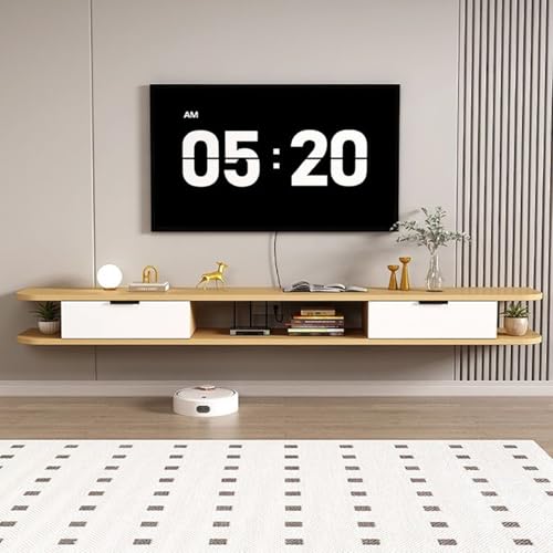 UQACHG Moderner schwebender TV-Ständer, wandmontierter TV-Schrank mit Stauraum, schwebendes Regal für unter dem Fernseher, schwebende TV-Konsole, Holz-TV-Schrank, für Schlafzimmer, Wohnzimmer, H von UQACHG