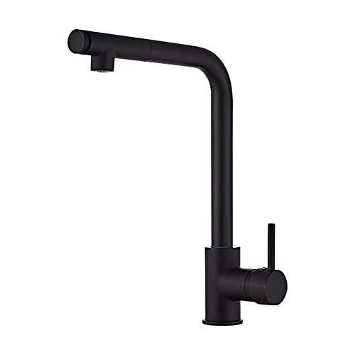 UQACHG Schwarze Küchenarmatur mit herausziehbarem Sprühkopf, Messing, Dual-Modus-Auslauf, Küchenspüle, Haushalts-Einhebelmischer, Warm- und Kaltwasser, spritzwassergeschützt, Typ A, 1 von UQACHG