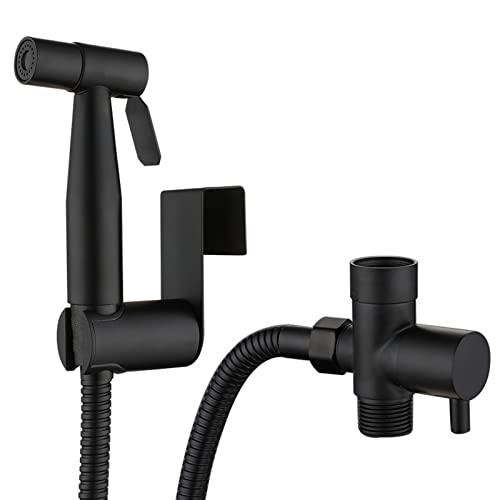 UQACHG Schwarzes WC-Bidet-Sprüh-Set, Handheld-Edelstahl-Tuchwindelsprüher, Badezimmer-Sprüh-Set, hygienische Dusche, Badezimmer-persönliche Reinigung, Bidet-Wasserhahn, von UQACHG