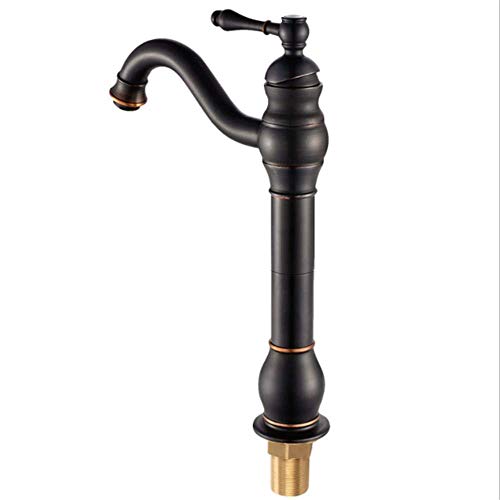 UQACHG Schwarzes antikes Kunstbecken über der Theke, erhöhte Beckenoberfläche, heißes und kaltes Messing, Einhebel-Retro-Wasserhahn, von UQACHG