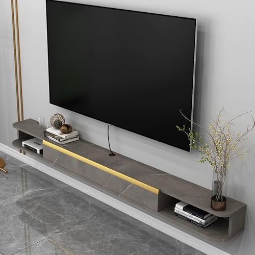 UQACHG Schwebende Medienkonsole, wandmontierte TV-Konsole, Entertainment-Center-TV-Aufbewahrungsregal, Bauernhaus-Holz-TV-Schrank, für Schlafzimmer, Wohnzimmer, Flur, Dunkelgrau, 121 x 21,8 x 16 cm von UQACHG