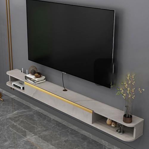 UQACHG Schwebende Medienkonsole, wandmontierte TV-Konsole, Unterhaltungszentrum, TV-Aufbewahrungsregal, Bauernhaus, schwimmender TV-Schrank, aus Holz, für Schlafzimmer, Wohnzimmer, Flur, Hellgrau, 101 UQACHG Schwebende Medienkonsole, wandmontierte TV-Konsole, Unterhaltungszentrum, TV-Aufbewahrungsregal, Bauernhaus, schwimmender TV-Schrank, aus Holz, für Schlafzimmer, Wohnzimmer, Flur, Hellgrau, 101 von UQACHG