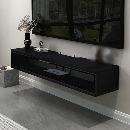 UQACHG Schwebender Aufbewahrungsschrank unter dem Fernseher, Wandmontage, TV-Regal, schwebende Medienkonsole, TV-Schrank mit Klapptür, modernes schwimmendes TV-Gerät für Zuhause, Wohnzimmer von UQACHG