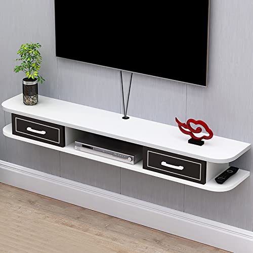 UQACHG Schwebender TV-Schrank, Wandmontage, TV-Ständer, Lowboard-Wandschrank, Unterhaltungszentrum, schwimmende TV-Bank mit Schubladen und Aufbewahrungseinheiten, Schwarz, 150 x 24 x 18 cm von UQACHG