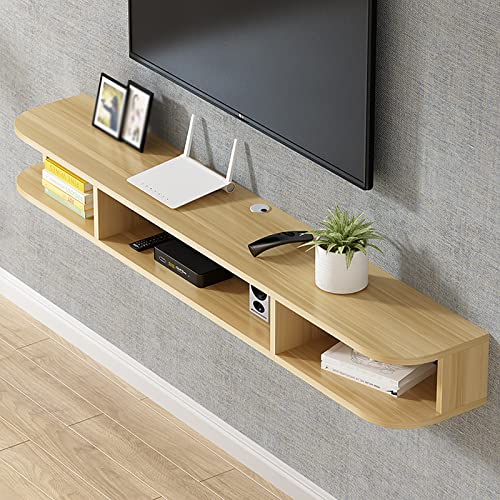 UQACHG Schwebender TV-Schrank, Wandregal, TV-Ständer, TV-Schrank, moderne Unterhaltungseinheit, mit Schublade und Aufbewahrungseinheit, Audio-/Video-Konsole, Holzfarbe, 140 x 24 x 20 cm von UQACHG