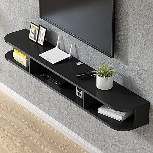 UQACHG Schwebender TV-Schrank – Wandregal/TV-Ständer, Holz, TV-Wandschrank, moderne Unterhaltungseinheit, mit Schublade und Aufbewahrungseinheit, Audio-/Video-Konsole, Schwarz, 160 x 24 x 20 cm von UQACHG